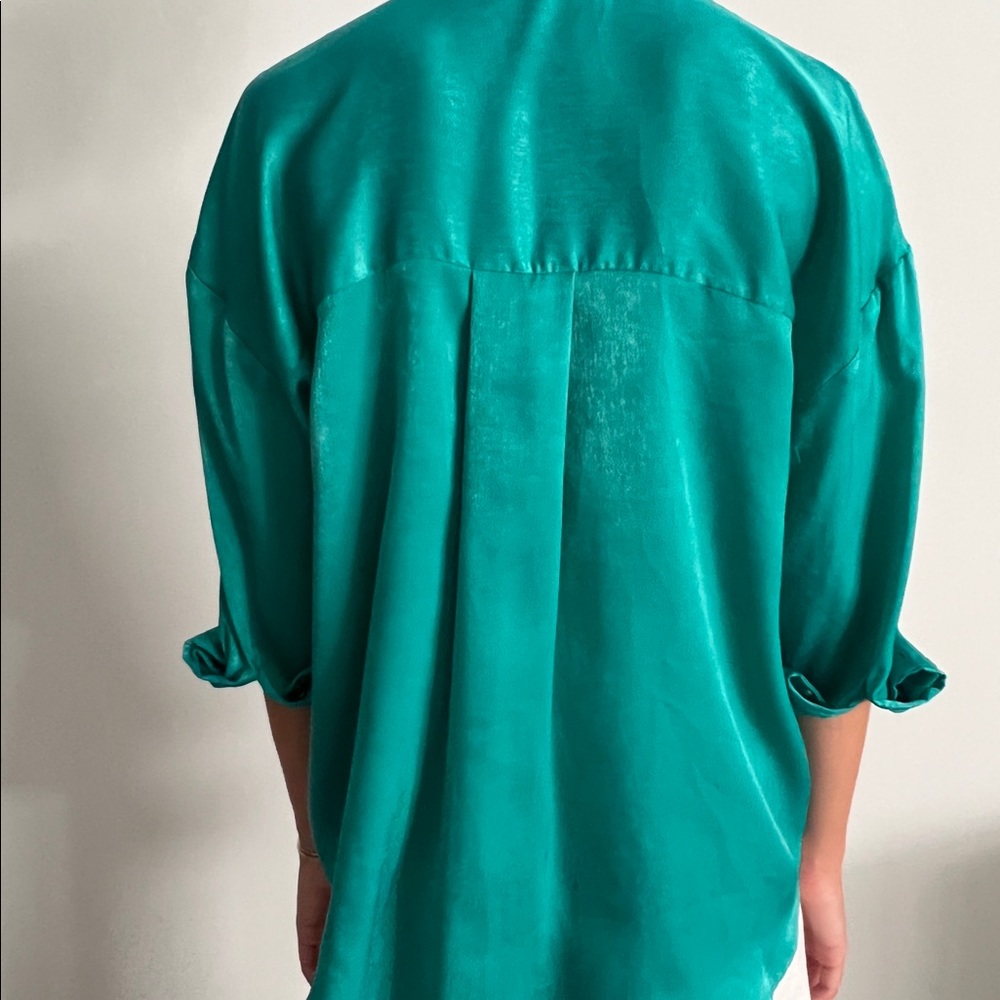 Zara Turquoise Button Down - Picture 3 of 3
